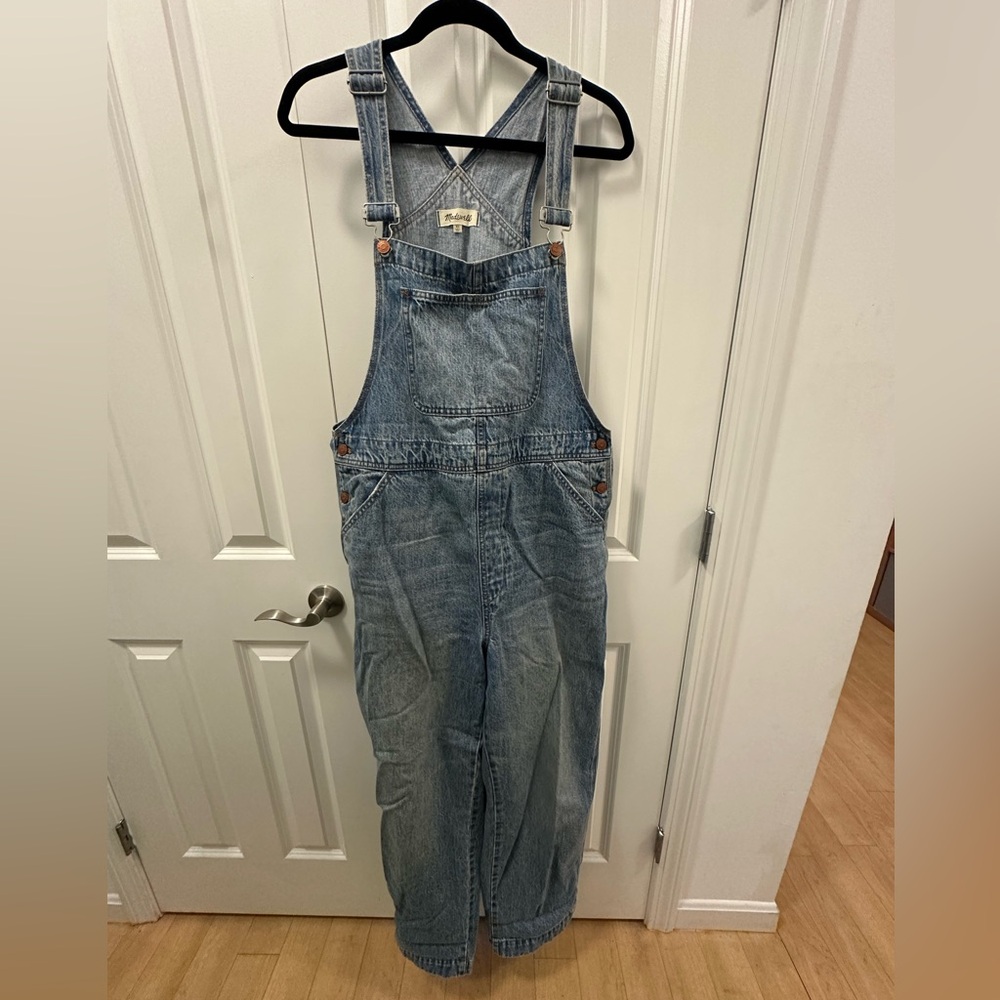 Madewell denim oversized carpenter overalls in aldott wash